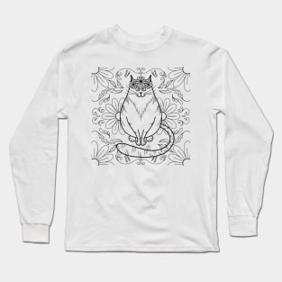 Cute Floral Fat Cat Long Sleeve T-Shirt